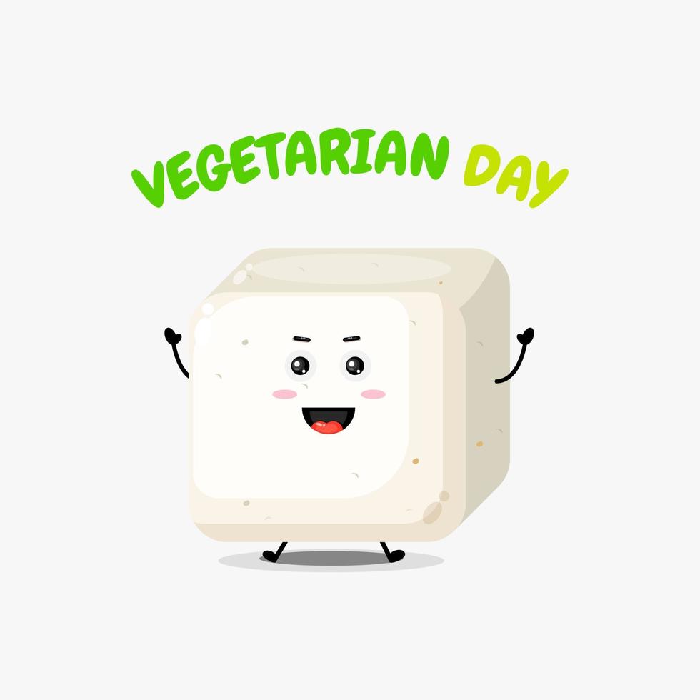 lindo personaje de tofu en el día vegetariano vector
