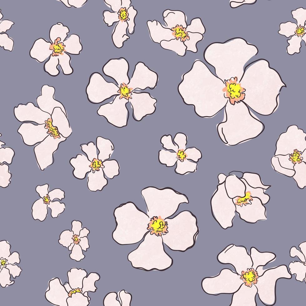 Seamless pattern with colorful illustration of beautiful flowers vector