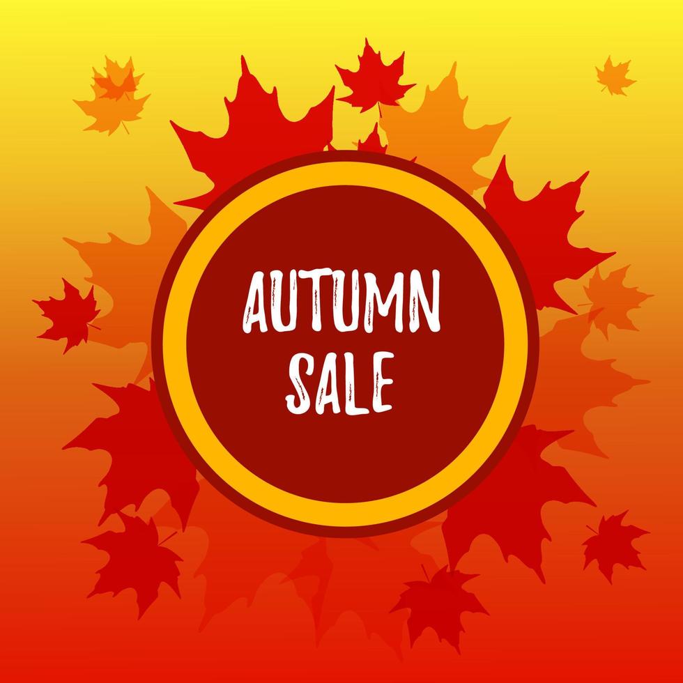 Banner de venta cuadrado de otoño con hojas de arce. lugar para el texto. ilustración vectorial vector