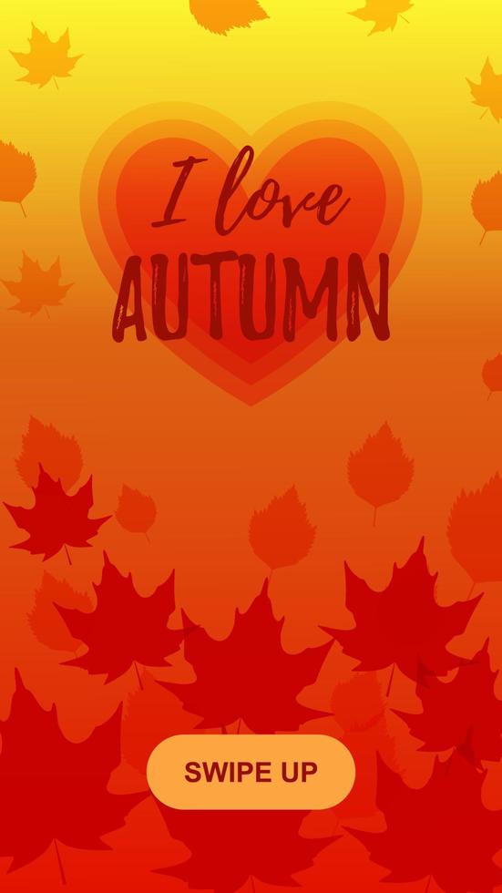 Autumn vertical design for social media stories with maple leaves. Place for text. Vector illustration