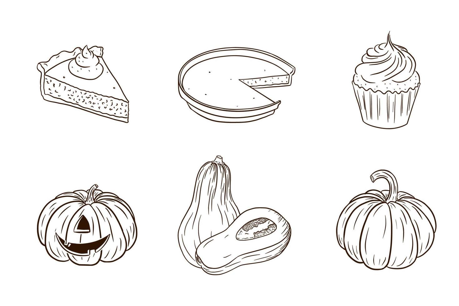 Thanksgiving Pumpkin Dishes Collection vector