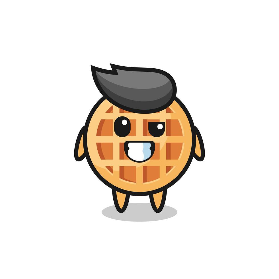 cute circle waffle mascot with an optimistic face vector