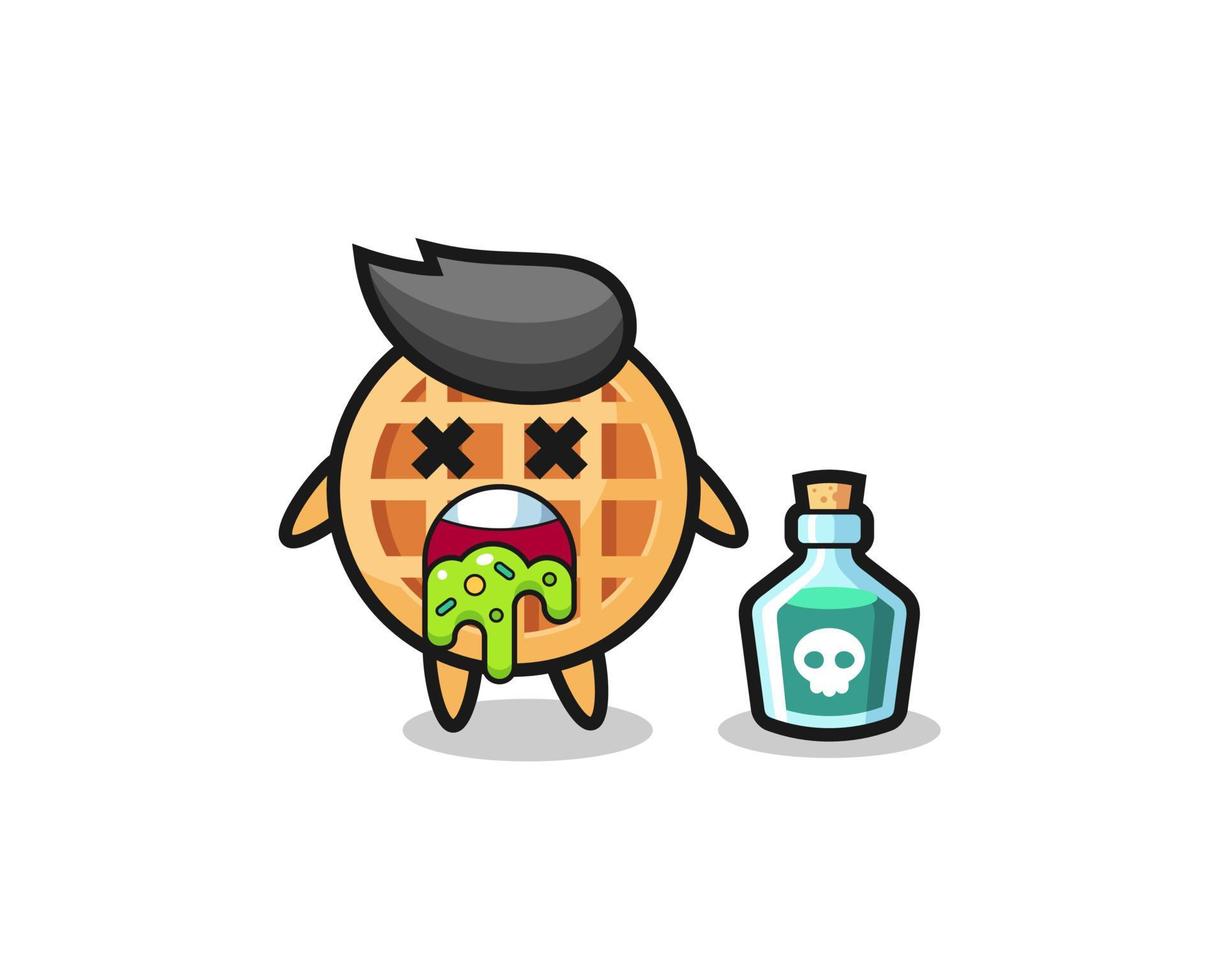 illustration of an circle waffle character vomiting due to poisoning vector