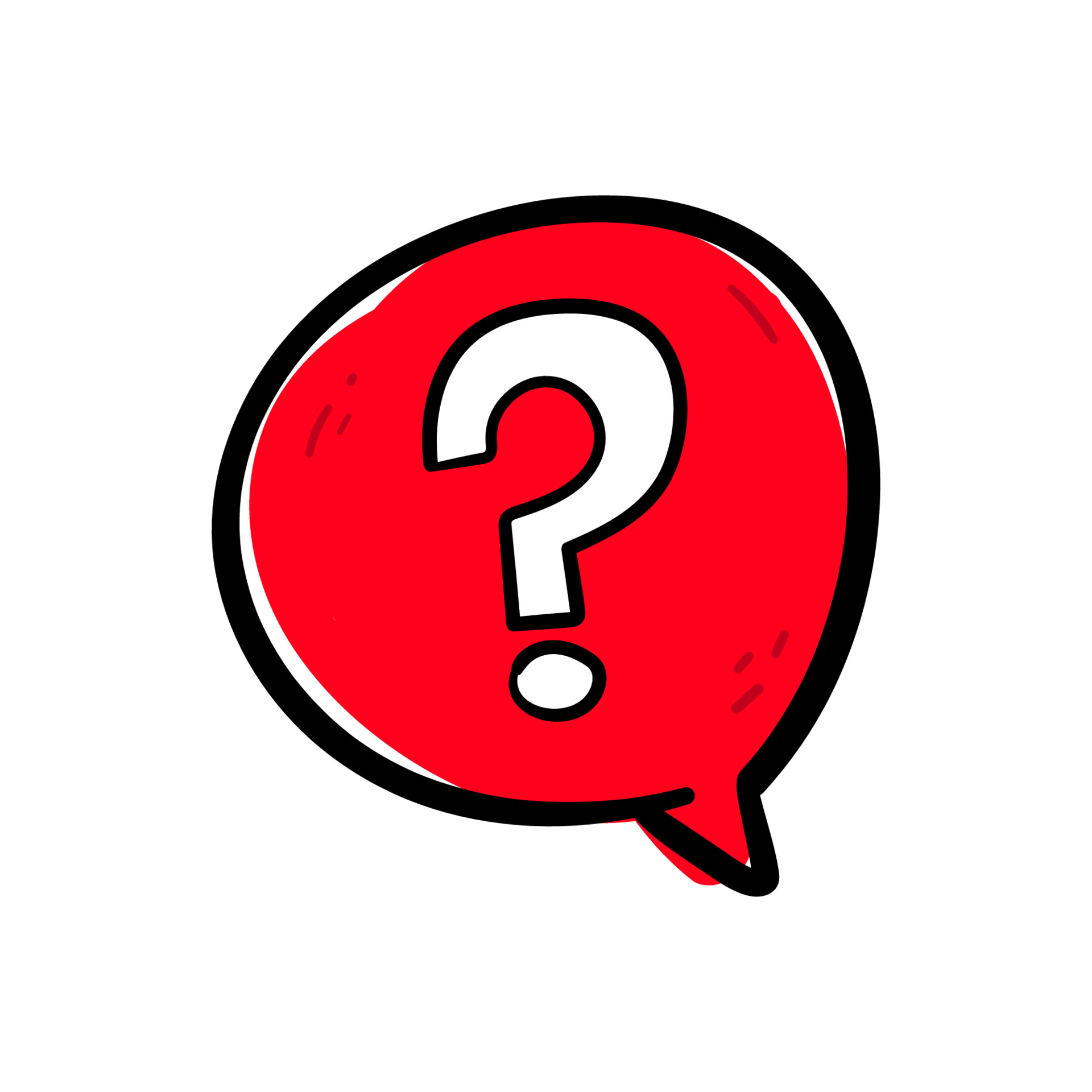 Hand drawing question mark sign symbol in a red speech bubble icon