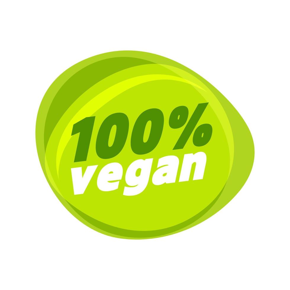 100 percent vegan sign. Vegan product element green label. vector