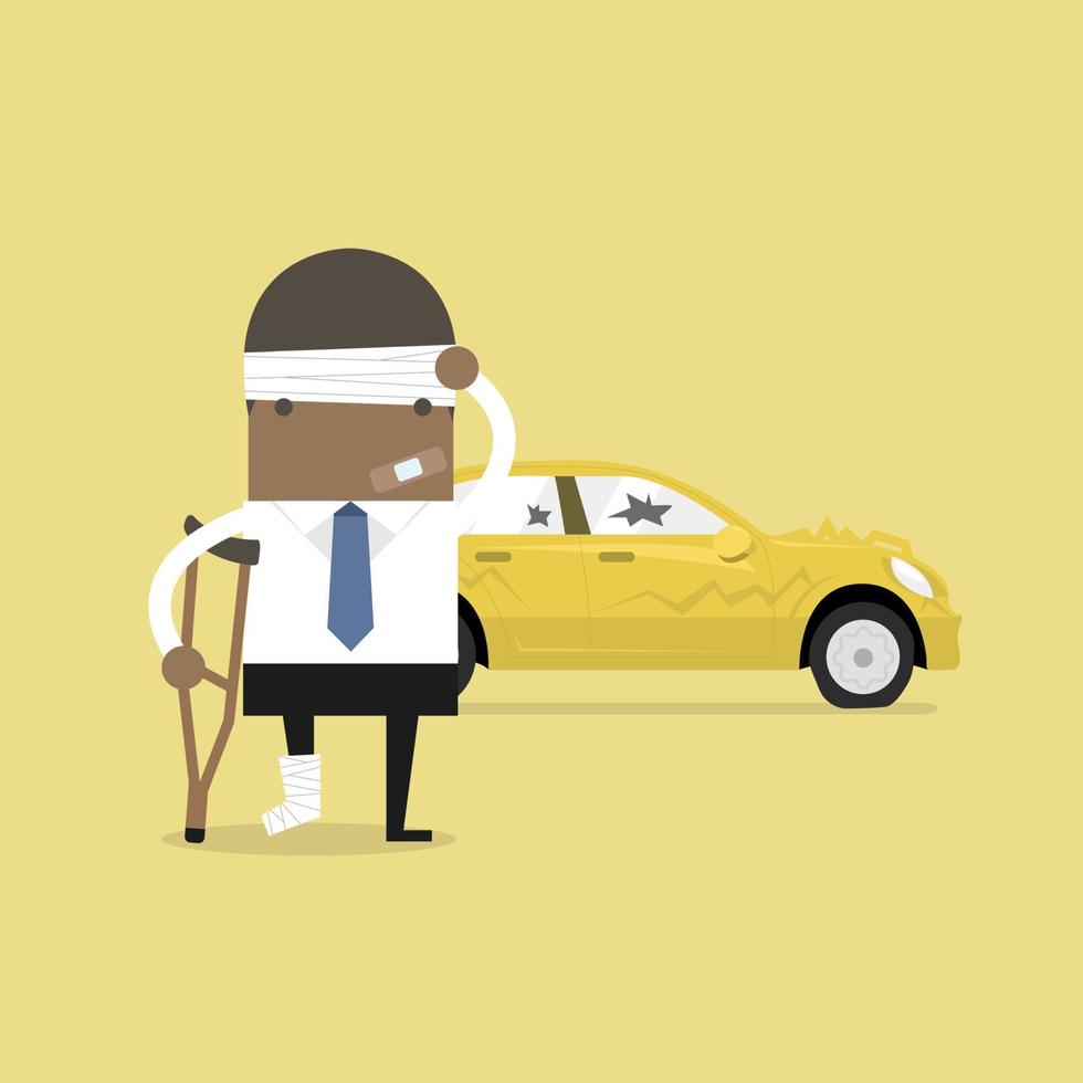 African businessman be injured with car accident. vector