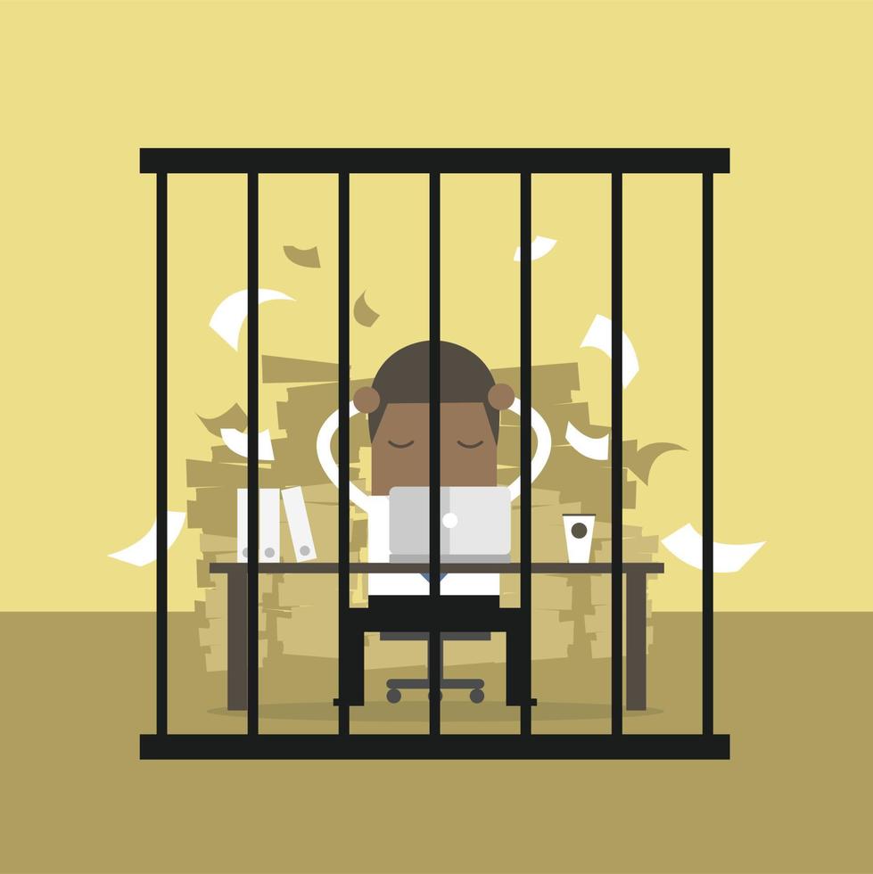 African businessman working in the prison. vector