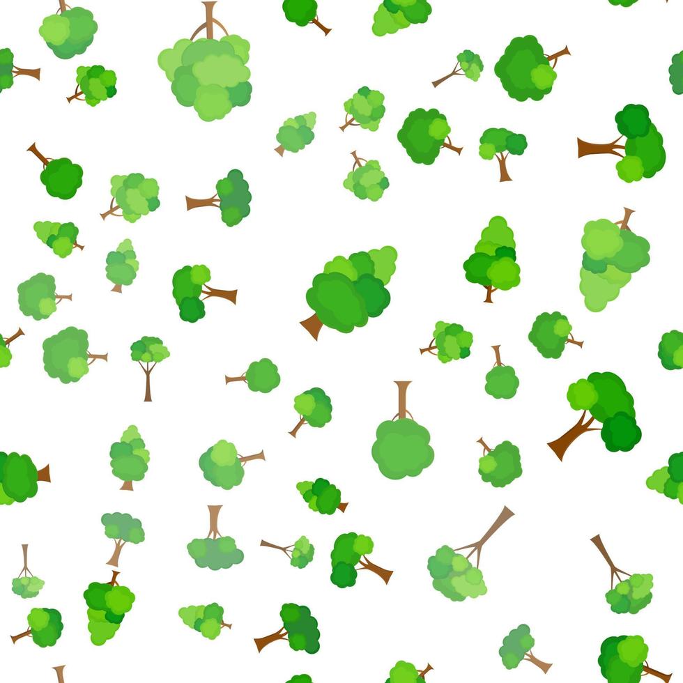 Flat tree silhouette colored on white background. seamless pattern vector