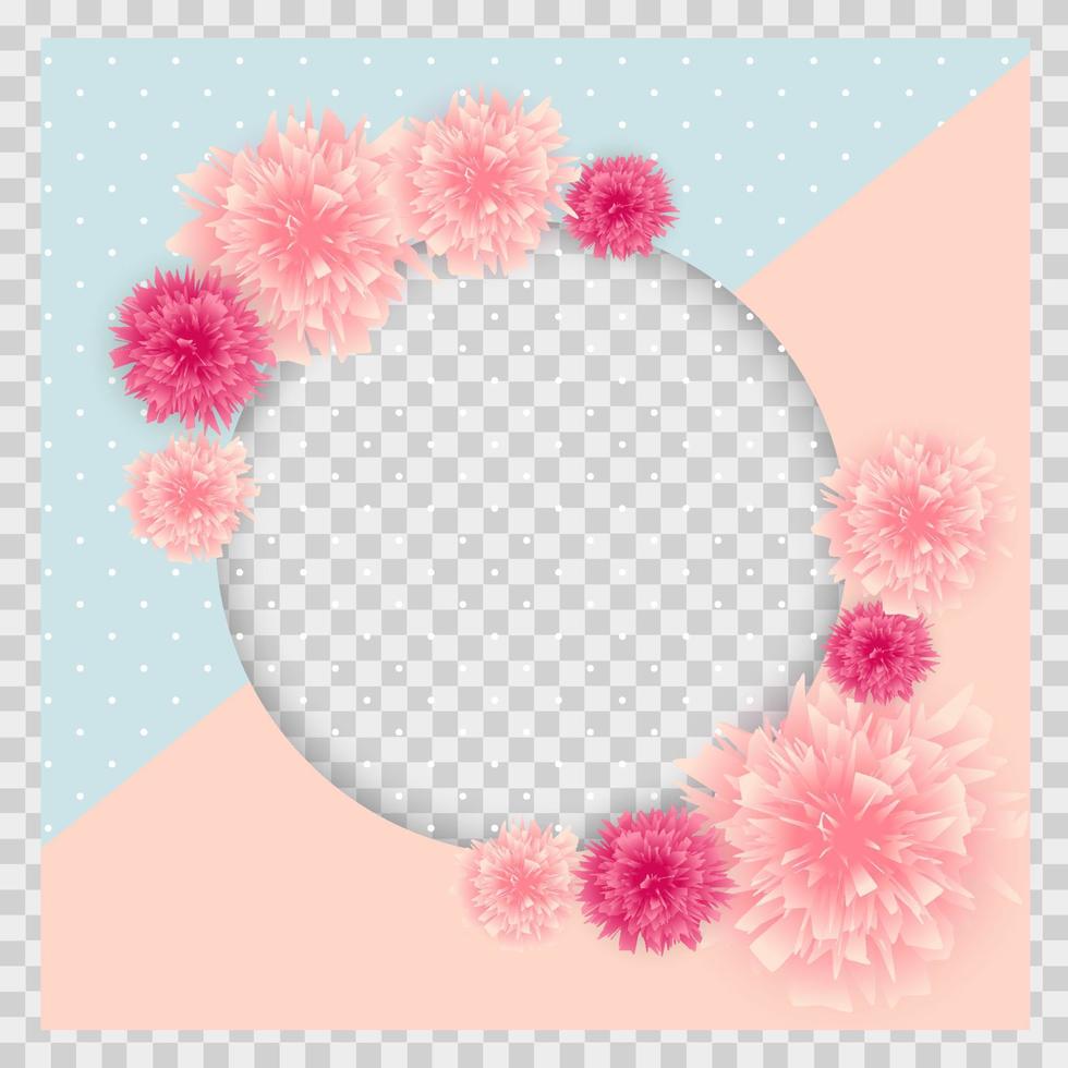 Cute Background with Frame and Flowers Collection Set vector