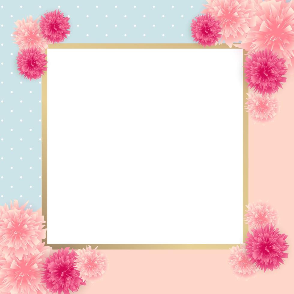 Cute Background with Frame and Flowers Collection vector