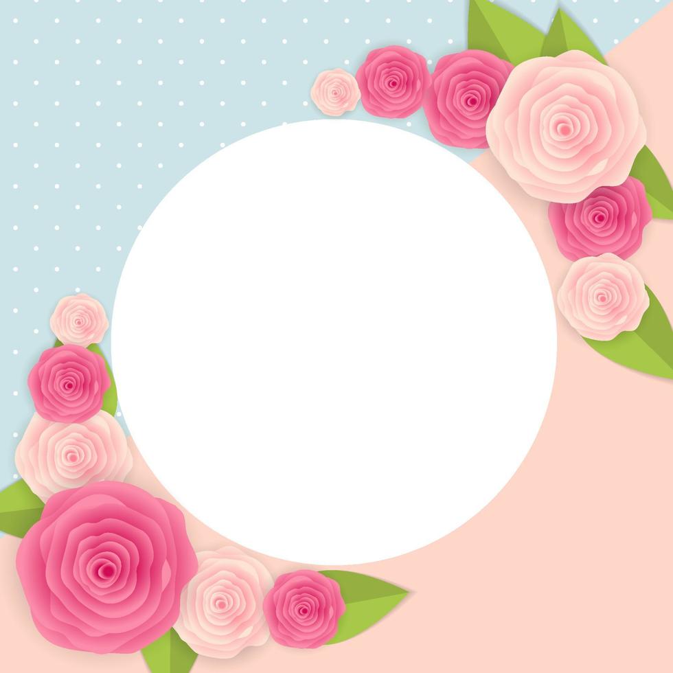 Cute Background with Frame and Flowers Collection vector