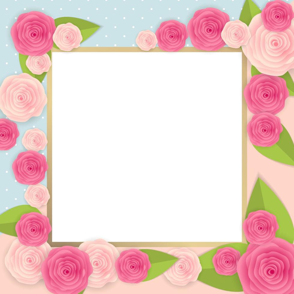 Cute Background with Frame and Flowers Collection vector