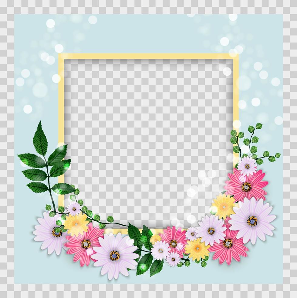 Cute Background with Frame and Flowers Collection vector