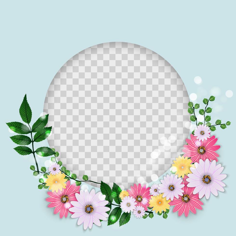 lindo fondo con marco y conjunto de colección de flores. vector