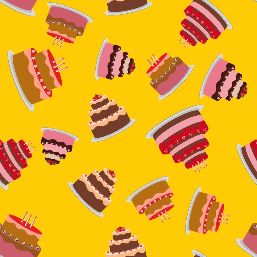 Birthday Cake Seamless Pattern Background Vector Illustration