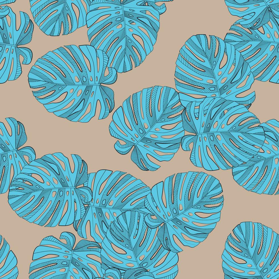 Palm Leaves Seamless Pattern Background. Vector Illustration