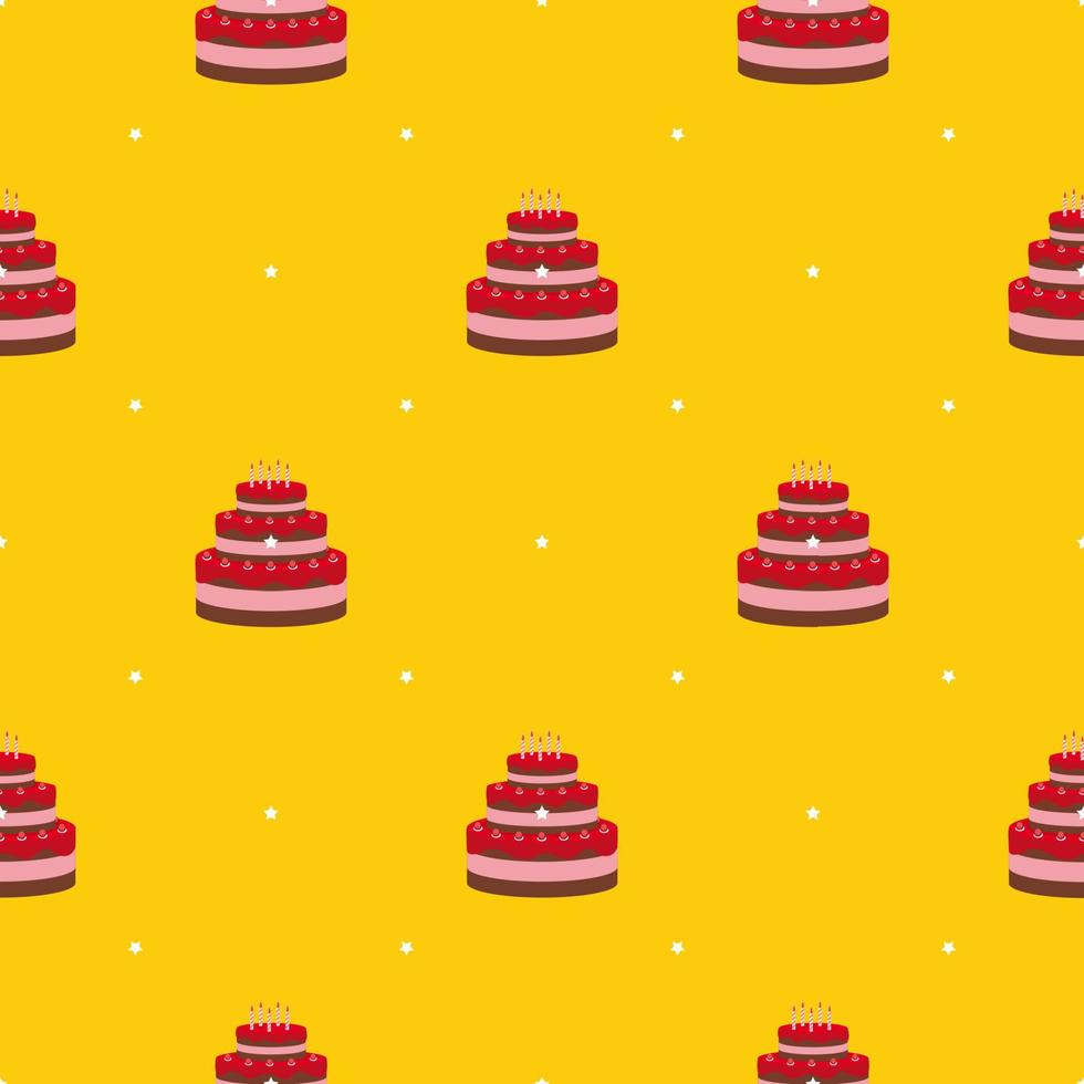 Birthday Cake Seamless Pattern Background Vector Illustration