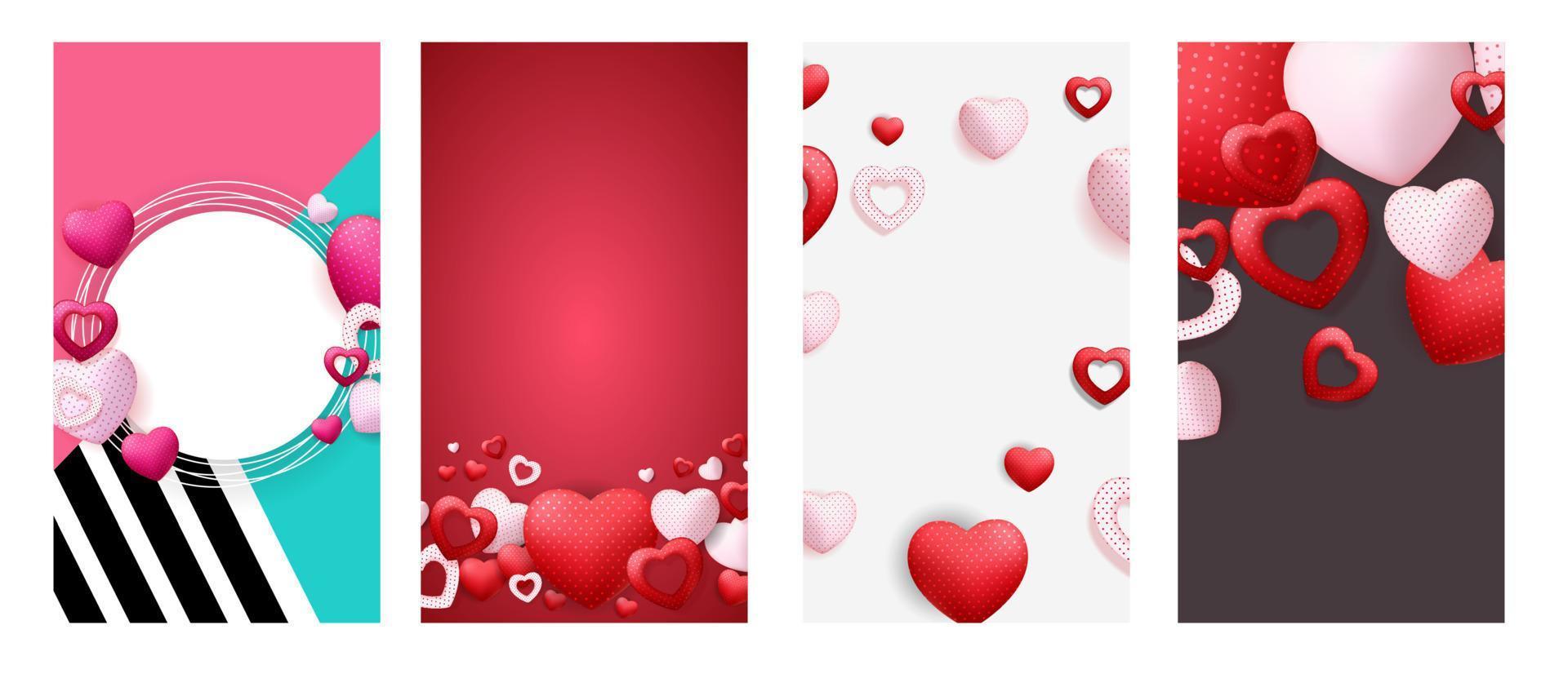 Fondo de amor del día de San Valentín para el conjunto de publicaciones de historias. vector