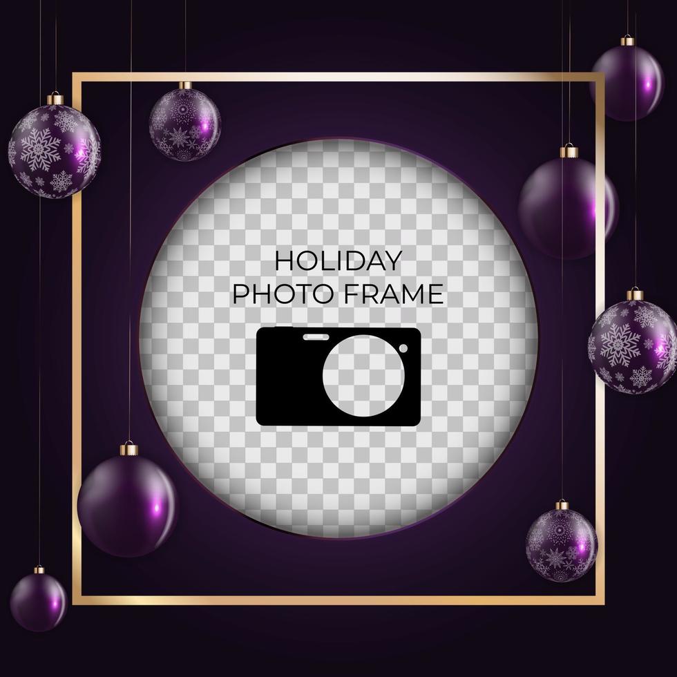 Holiday Photo Frame Template. Merry Christmas and Happy New Year vector