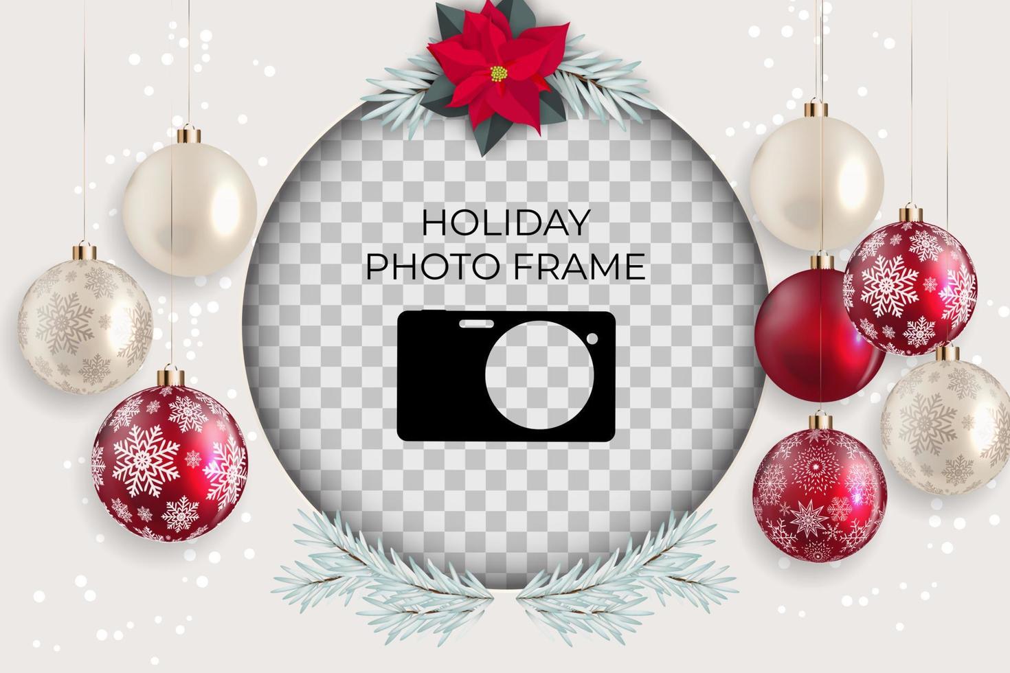 Holiday Photo Frame Template. Merry Christmas and Happy New Year vector