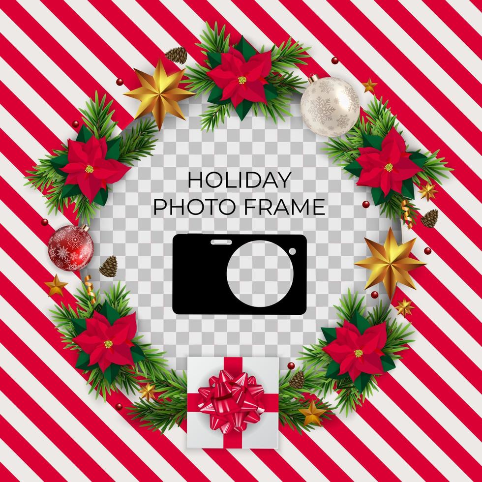 Holiday Photo Frame Template. Merry Christmas and Happy New Year vector