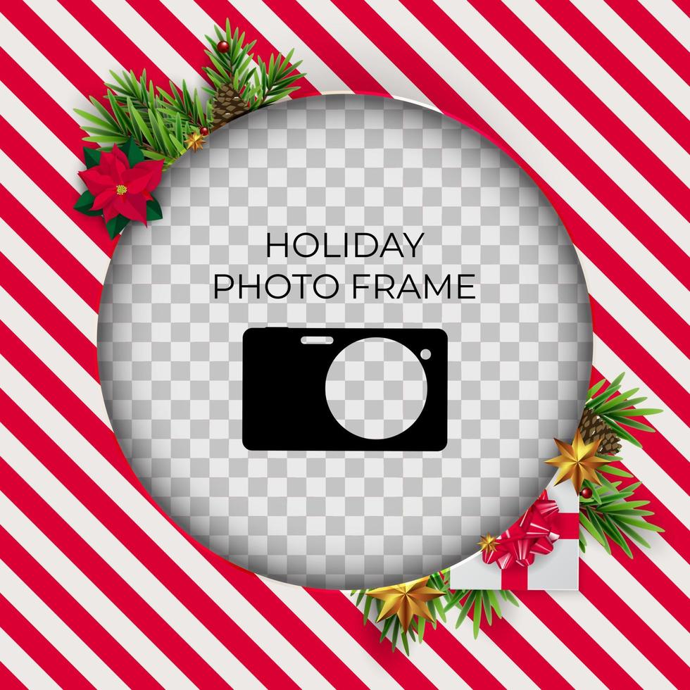 Holiday Photo Frame Template. Merry Christmas and Happy New Year vector