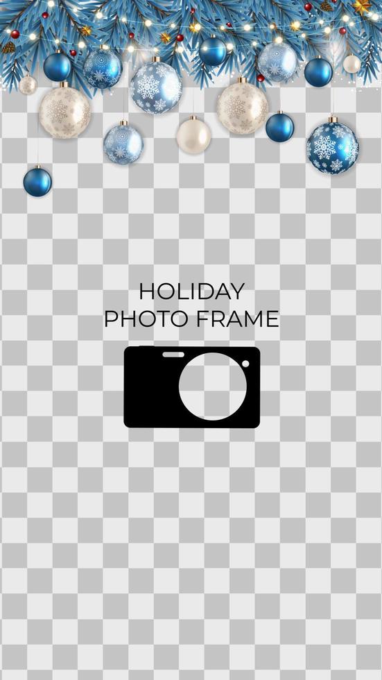 Holiday Photo Frame Template. Merry Christmas and Happy New Year vector