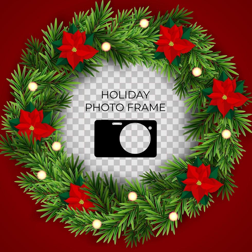 Holiday Photo Frame Template. Merry Christmas and Happy New Year vector