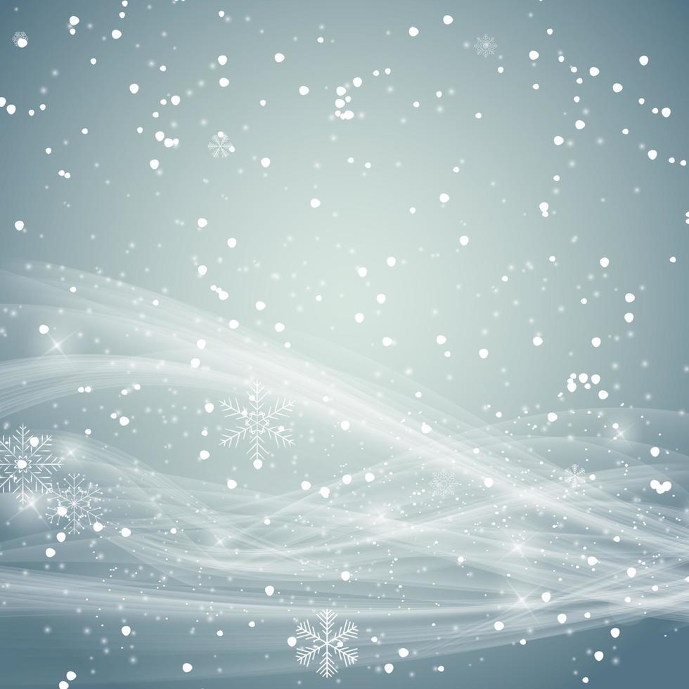 Winter decorative background template with snow, snowflakes vector