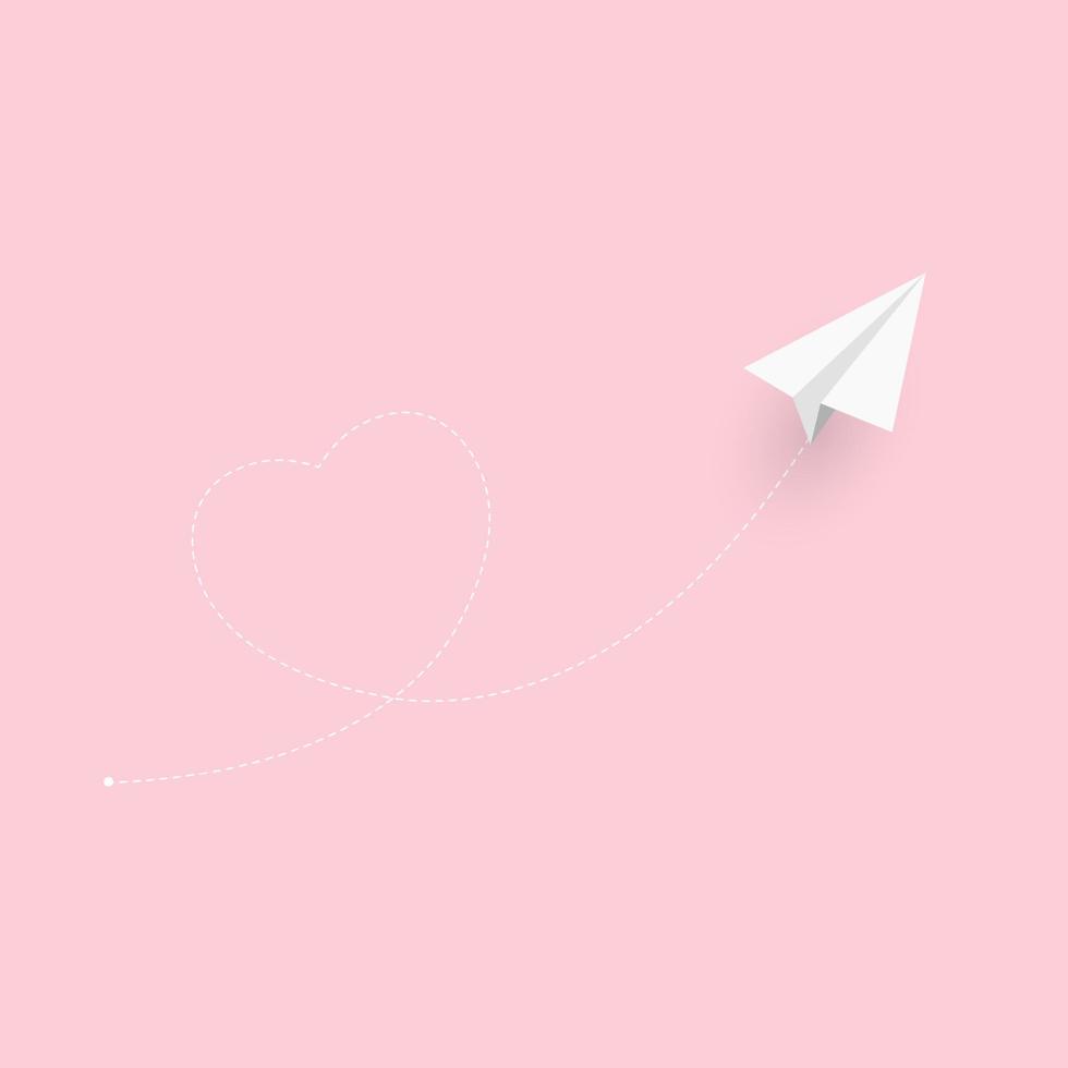 Paper Airplane Heart Background. Love is in the air concept vector