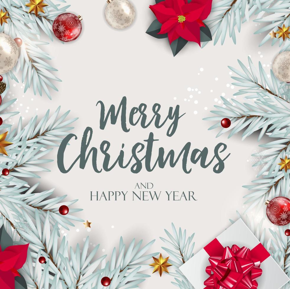 Holiday New Year and Merry Christmas Background. Vector Illustration