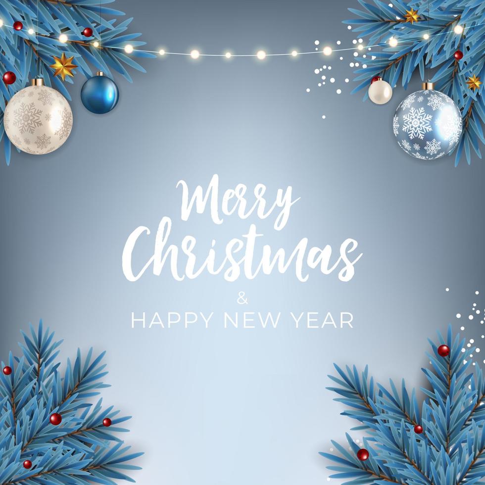 Holiday New Year and Merry Christmas Background. Vector Illustration