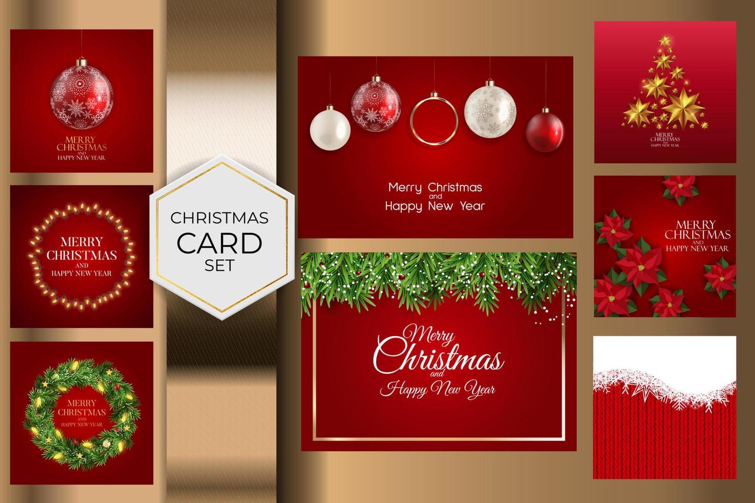 Holiday New Year and Merry Christmas Background Collection Set. vector