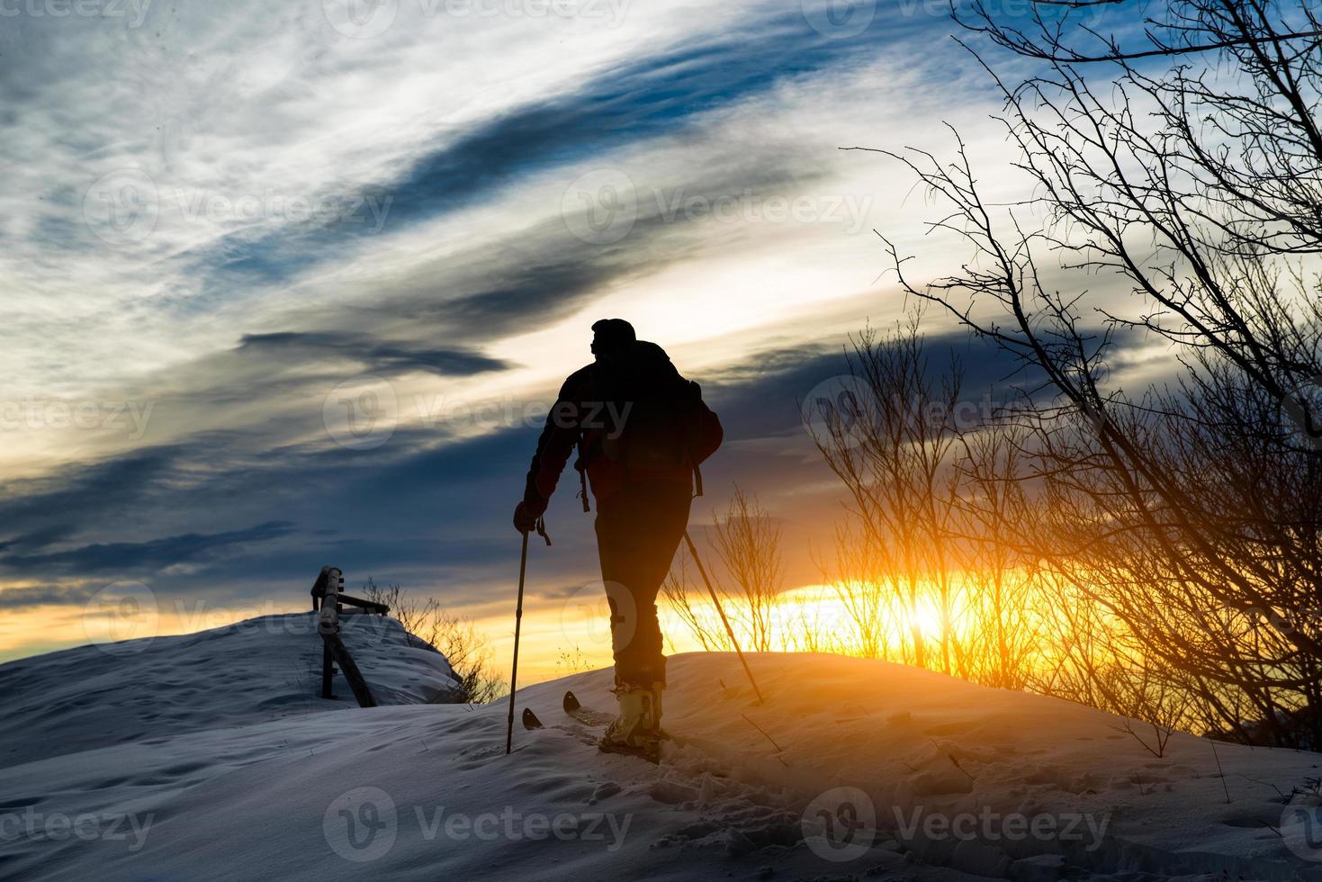 Ski mountaineering silhouette photo