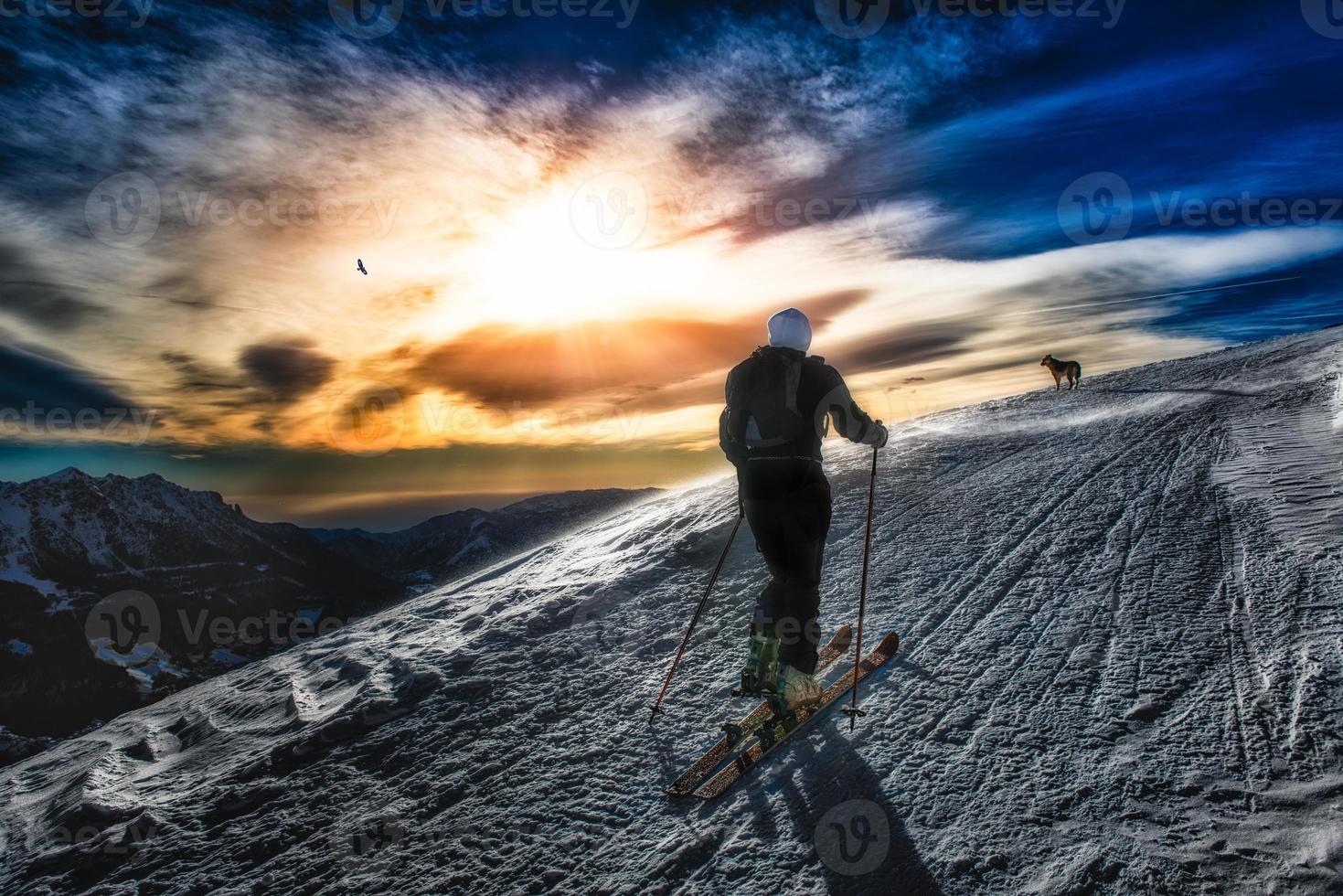 Ski mountaineering silhouette photo