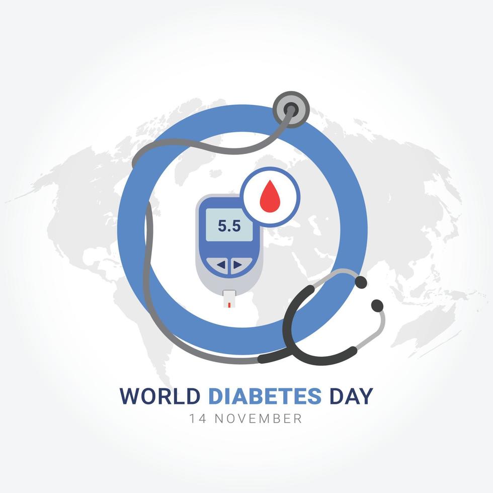 celebración de la pancarta del día mundial de la diabetes el 14 de noviembre mes de concientización vector