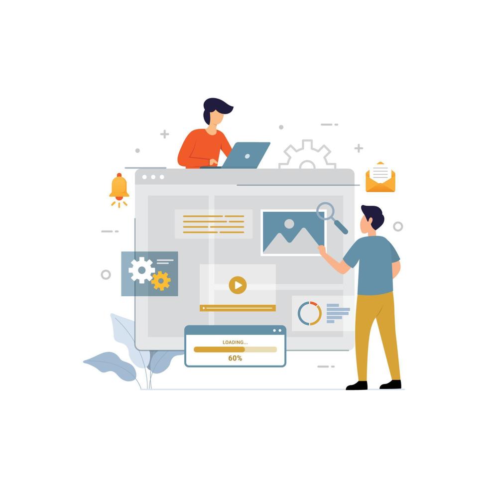 concepto de diseño de desarrollo de sitio web de configuración de tablero vector
