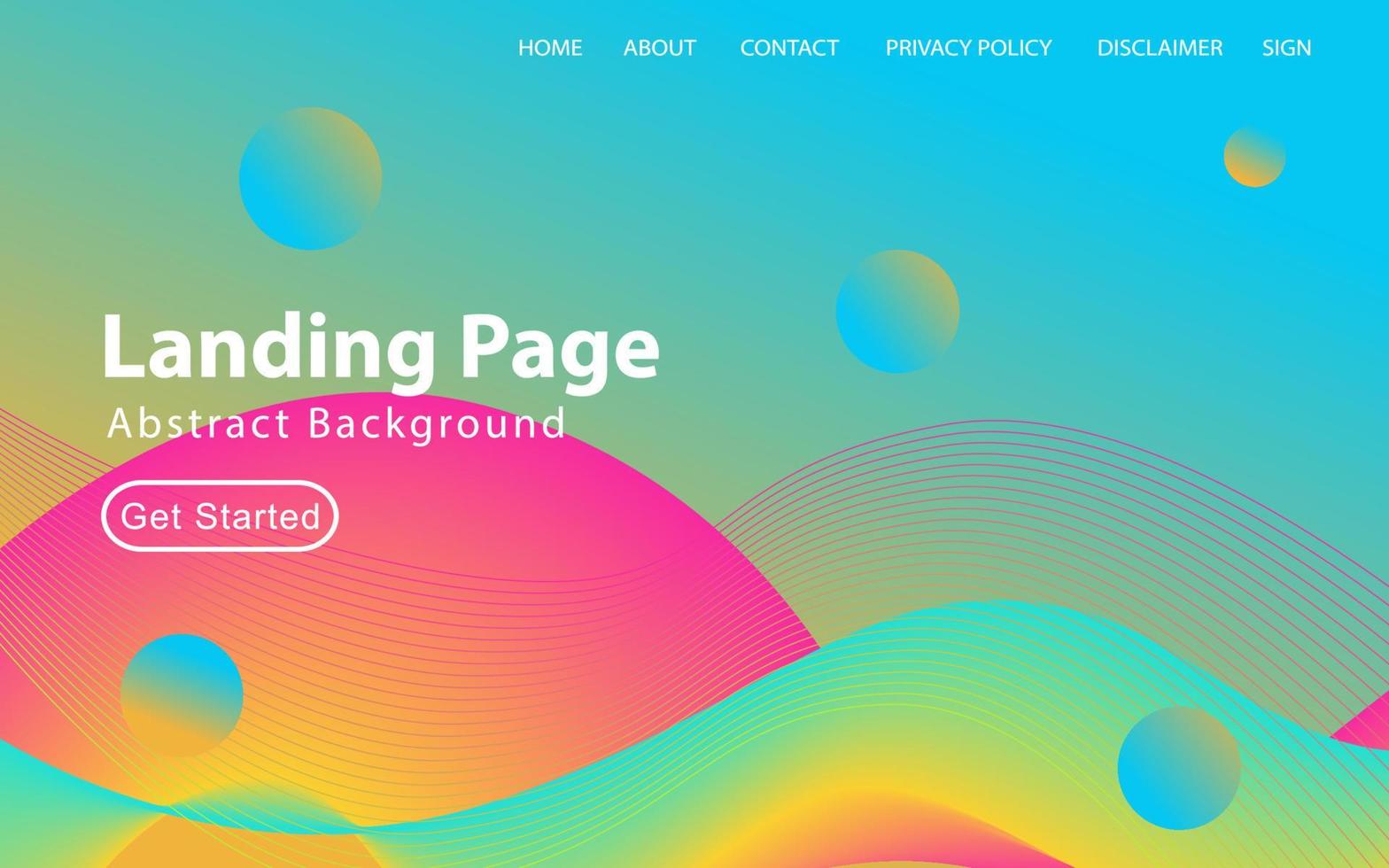 Modern Landing page Template - Fluid Abstract Design gradient background - stock vector