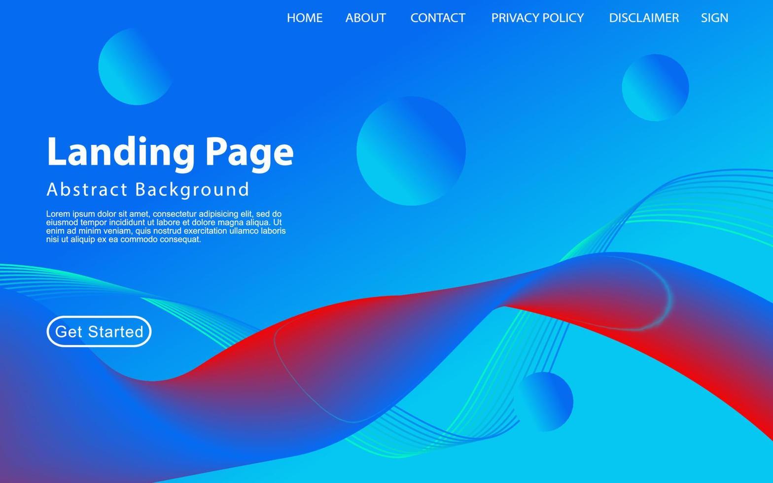 Modern Landing page Template - Fluid Abstract Design gradient background - stock vector