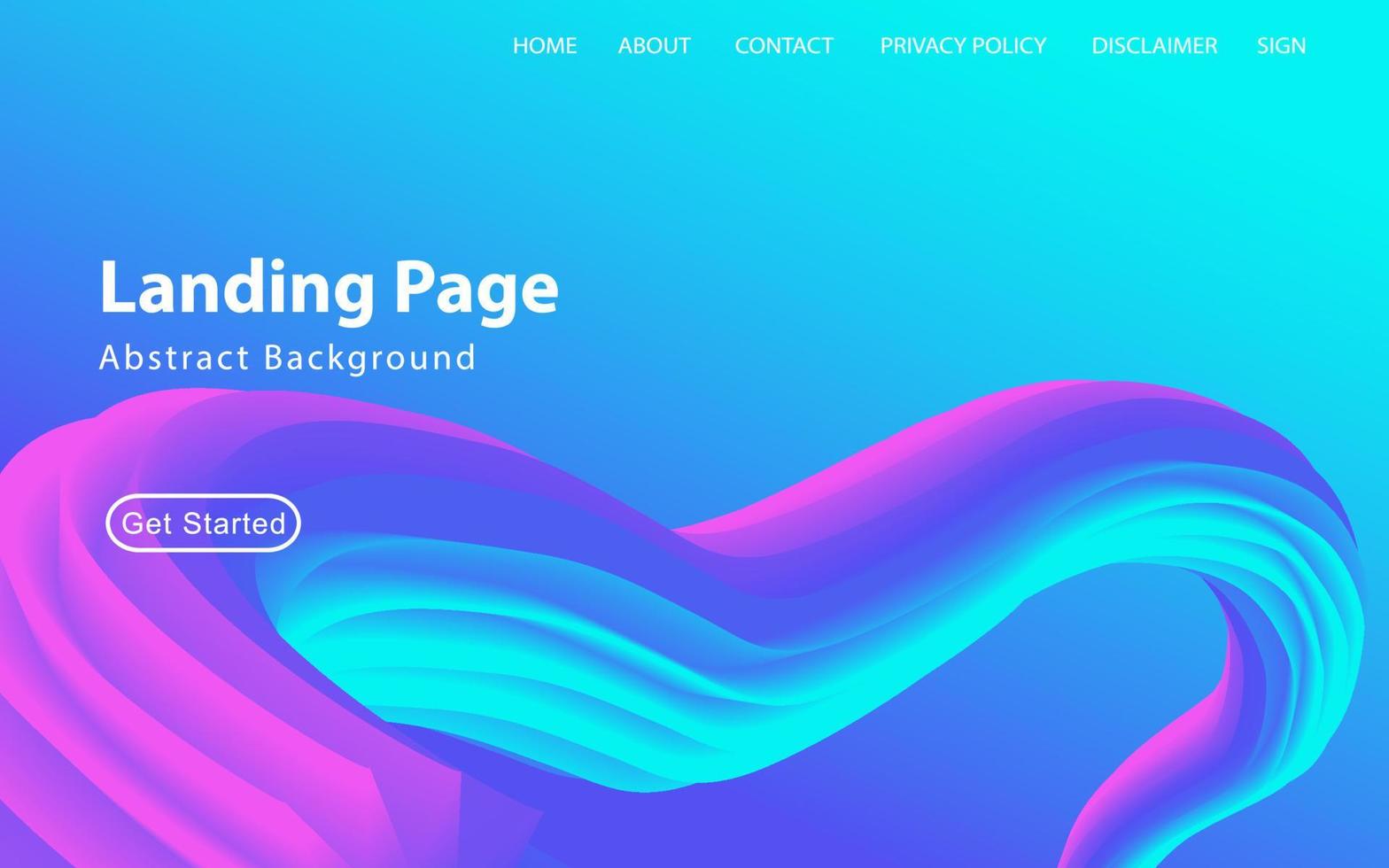 Modern Landing page Template - Fluid Abstract Design gradient background - stock vector