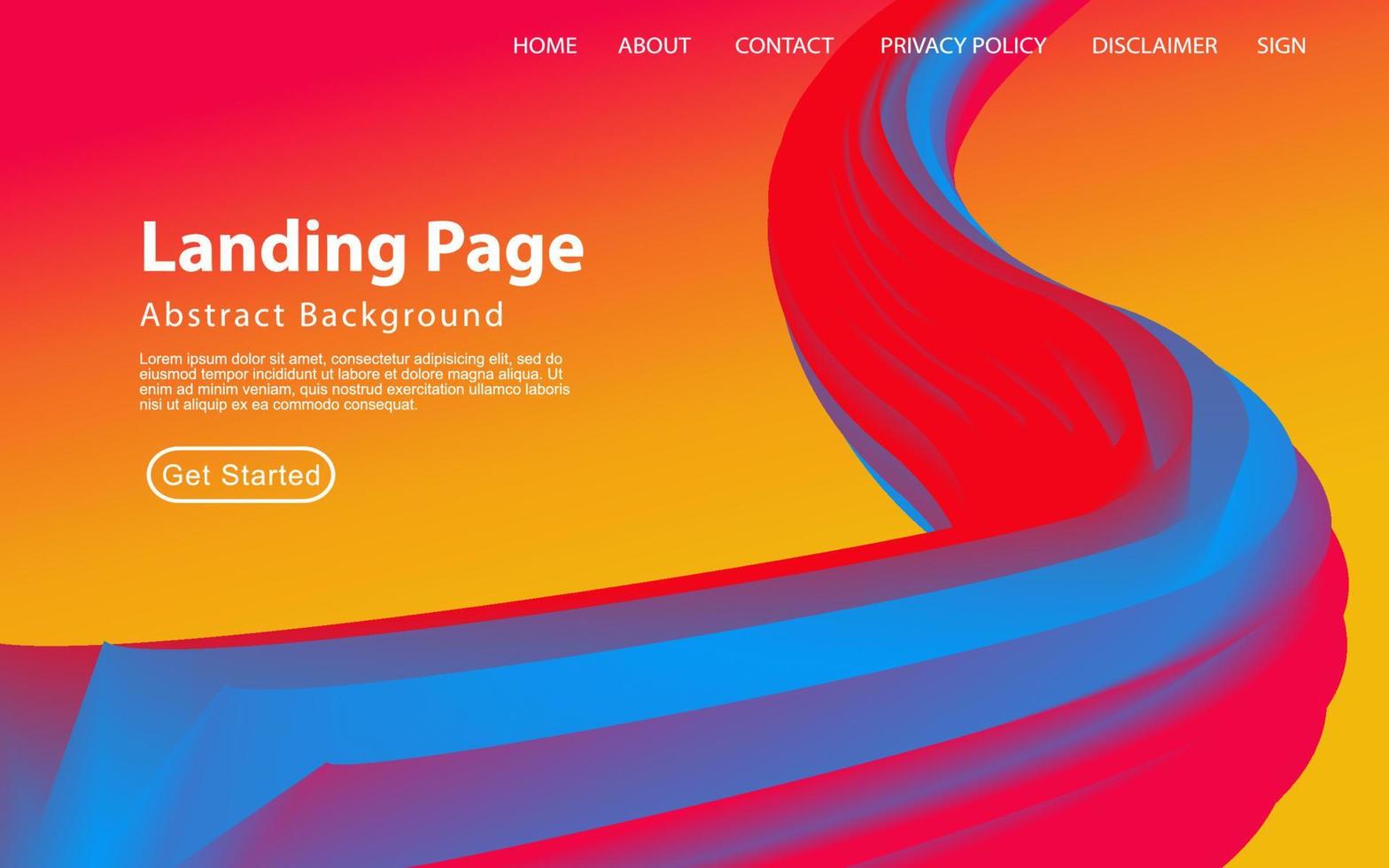 Modern Landing page Template - Fluid Abstract Design gradient background - stock vector