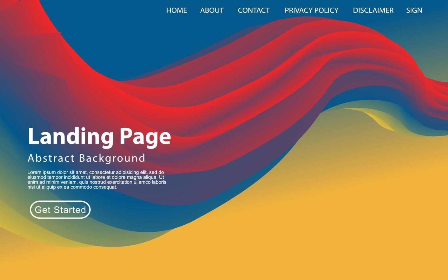 Modern Landing page Template - Fluid Abstract Design gradient background - stock vector