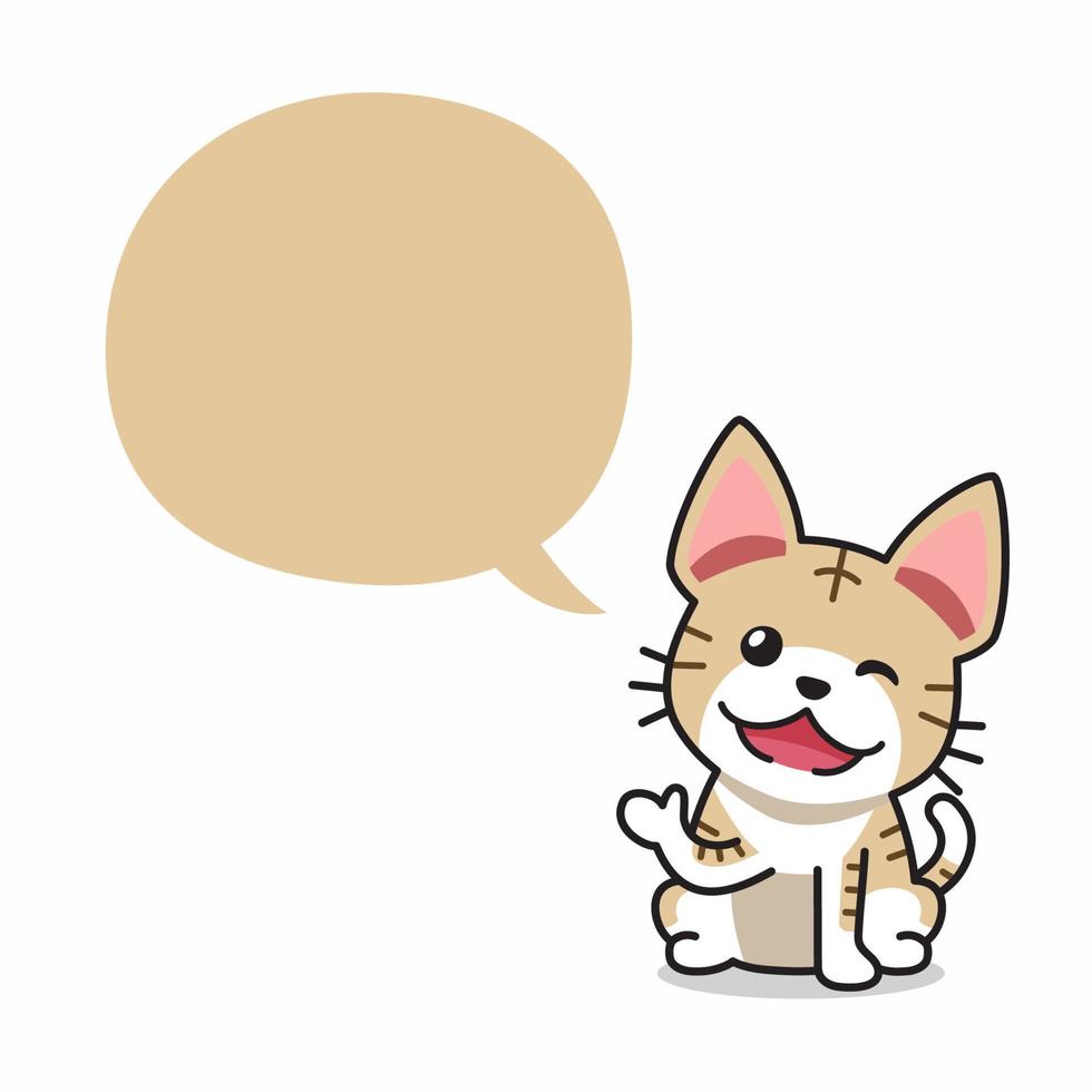 personaje de dibujos animados gato atigrado con bocadillo vector