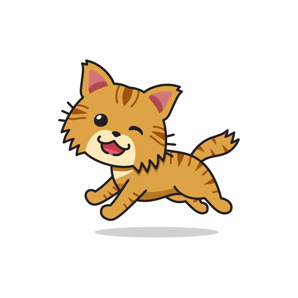 vector de personaje de dibujos animados lindo gato atigrado marrón corriendo