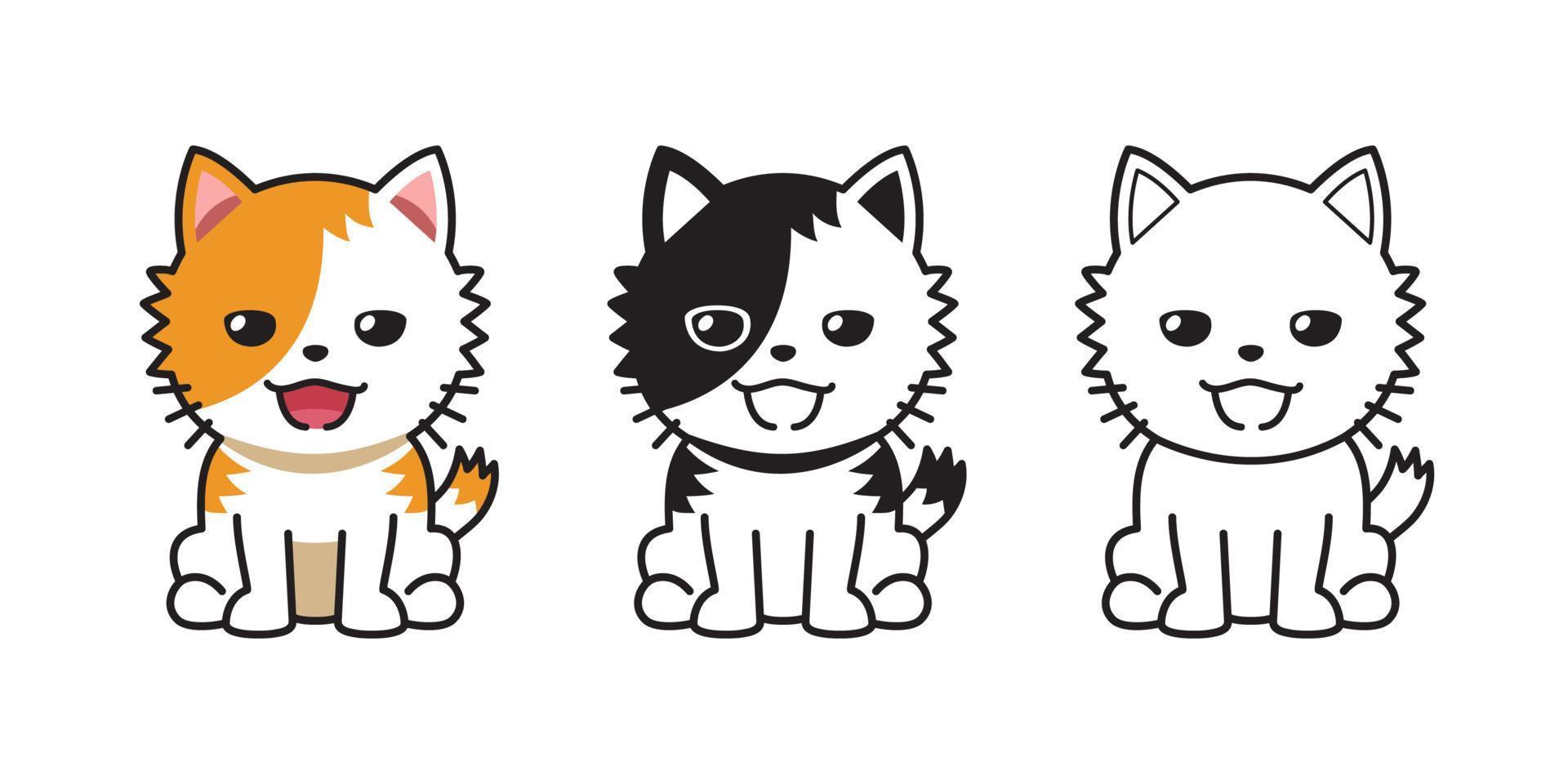 Set of vector cartoon character cat