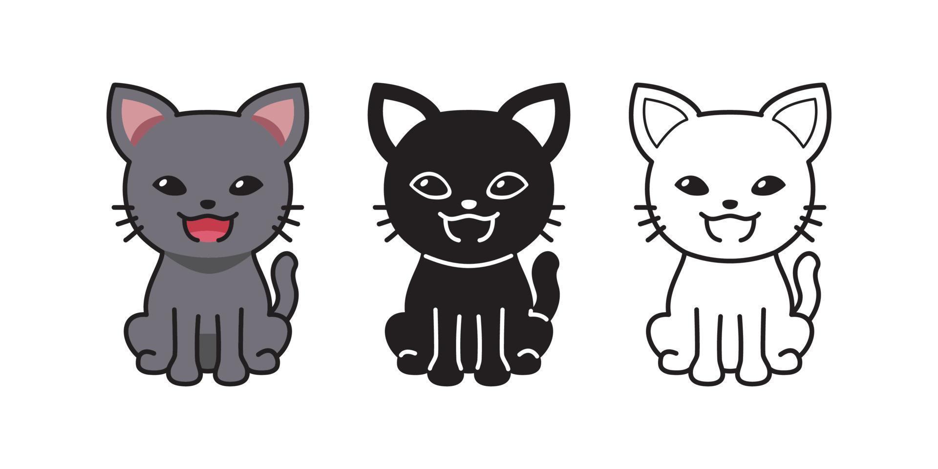 Vector cartoon set of character cute cat