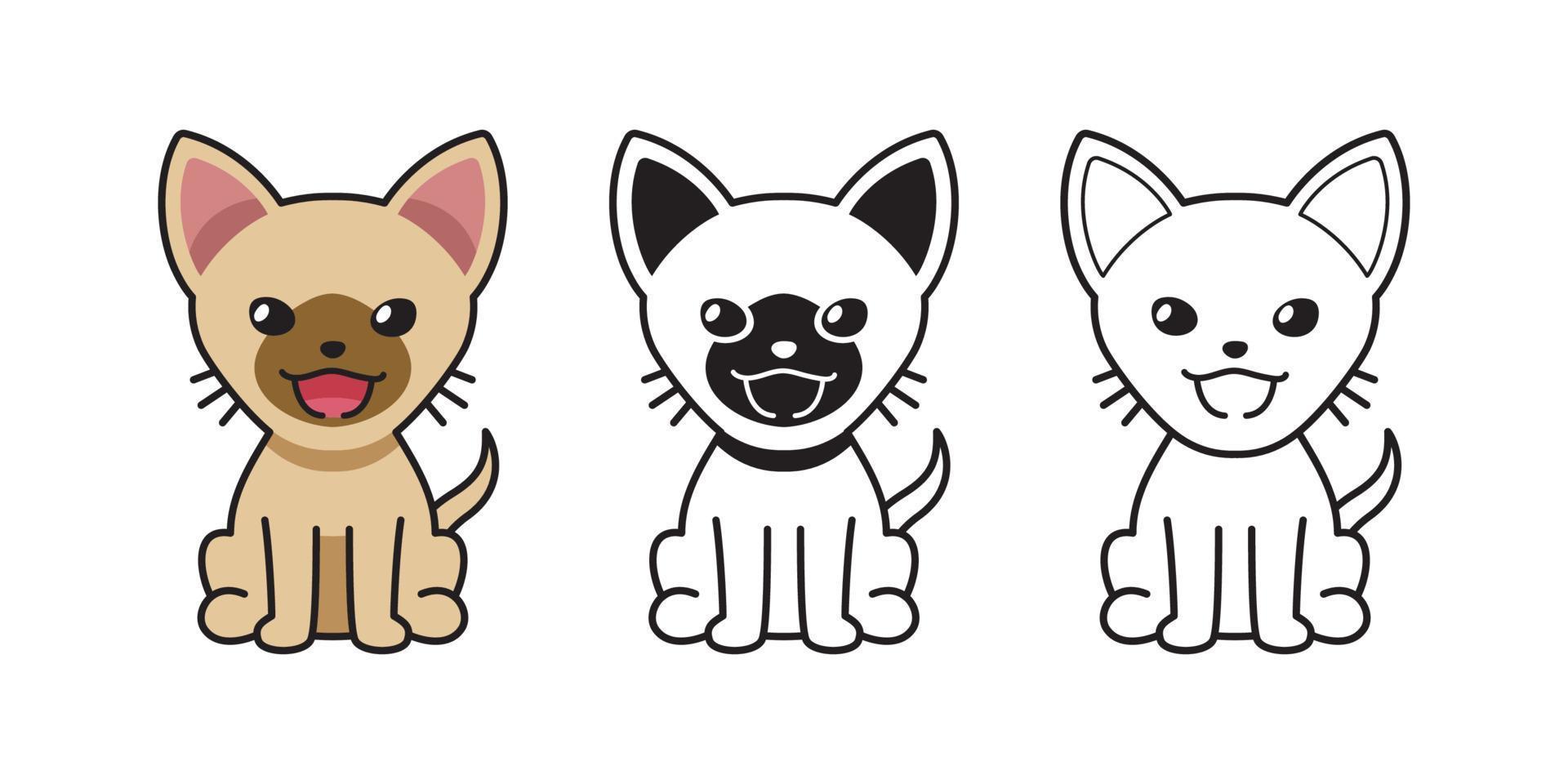 Vector cartoon character cute cat set