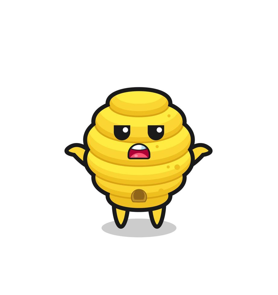 bee hive mascot character saying I do not know vector
