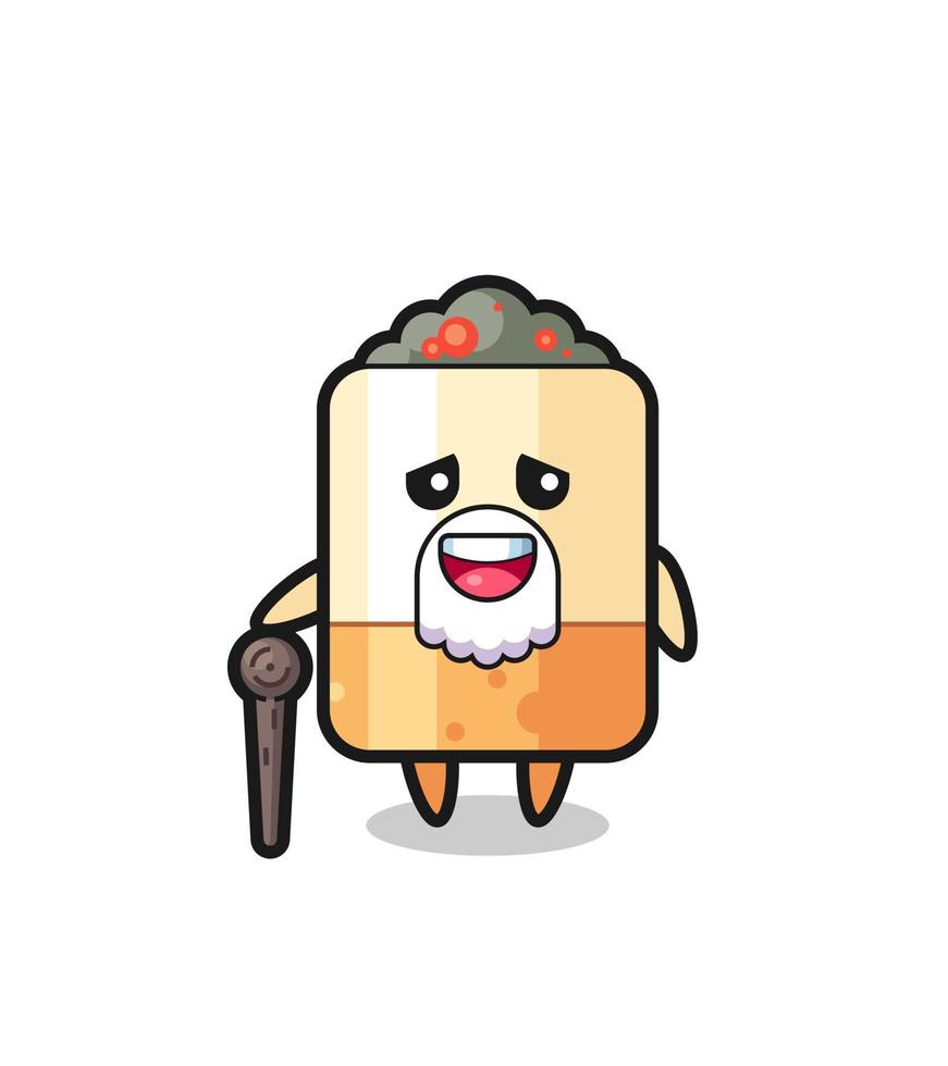 cute cigarette grandpa is holding a stick vector
