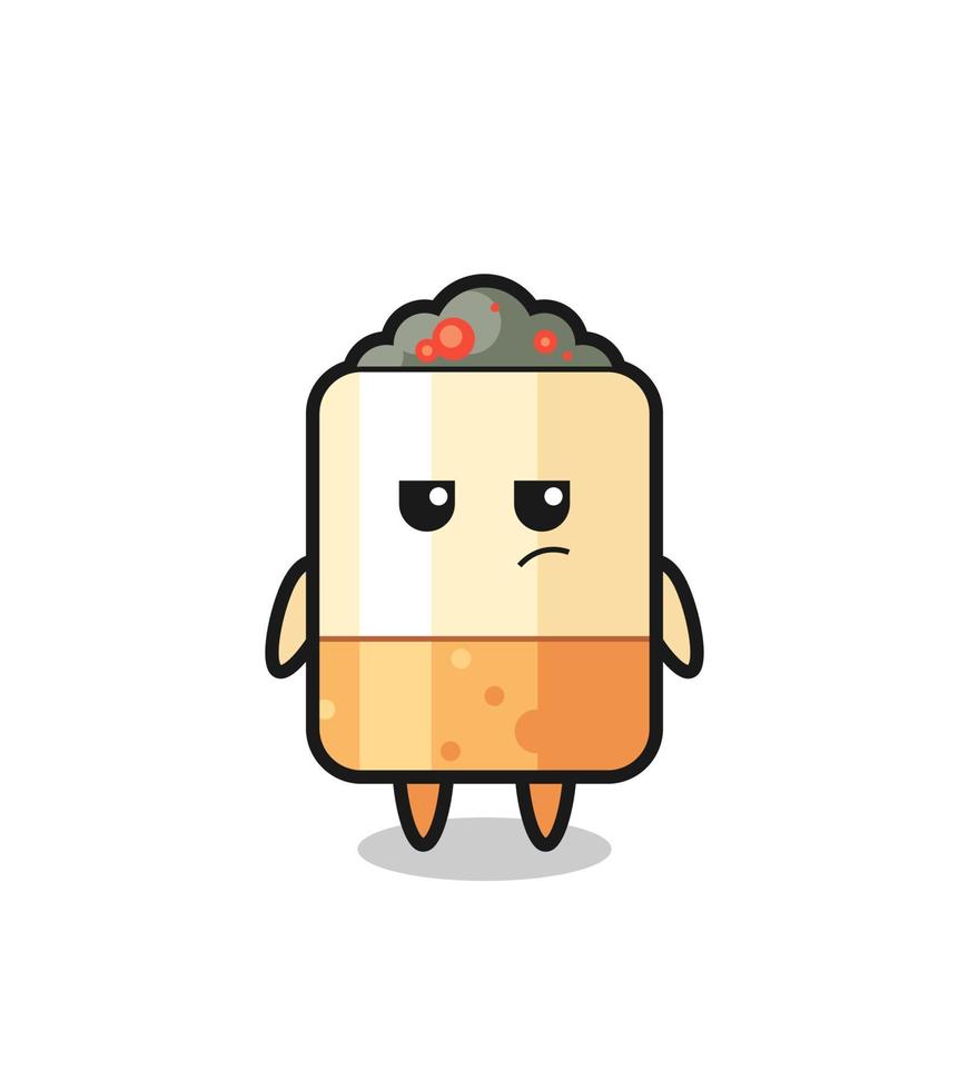 cute cigarette character with suspicious expression vector